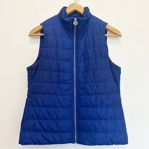 Michael Kors Packable Down Puffer Vest Blue Size Medium Women’s Zip Up Pockets
